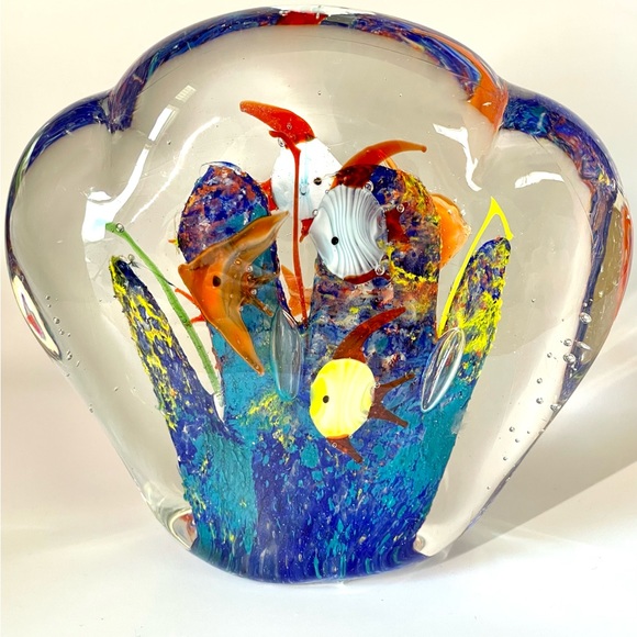 Vintage Murano Art Glass Fish Aquarium Paperweight 1970s - Picture 3 of 4
